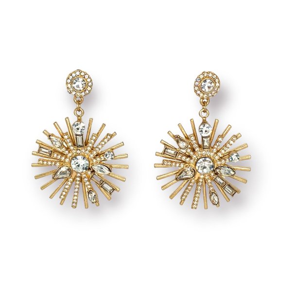 Badgley Mischka Jewelry - NEW Badgley Mischka Gold Starburst Crystal Drop Large Earrings Wedding Jewelry